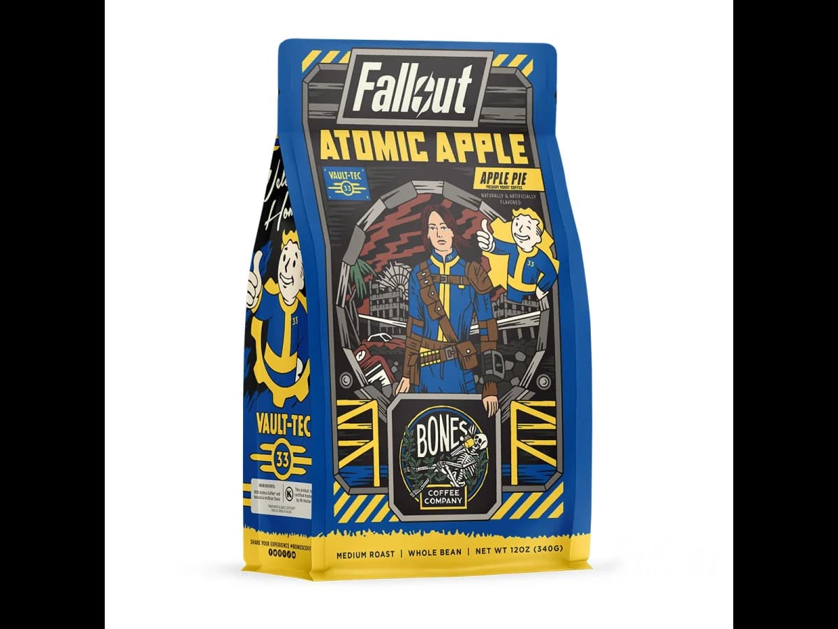 Bones Coffee Company Atomic Apple bag illustration