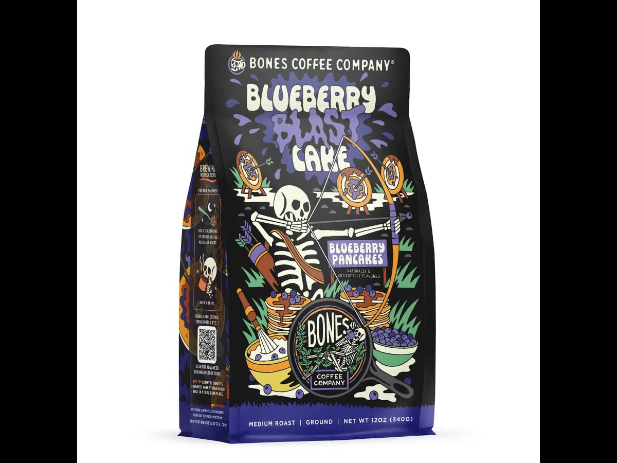 Bones Coffee Company Blueberry Blast Cake coffee bag