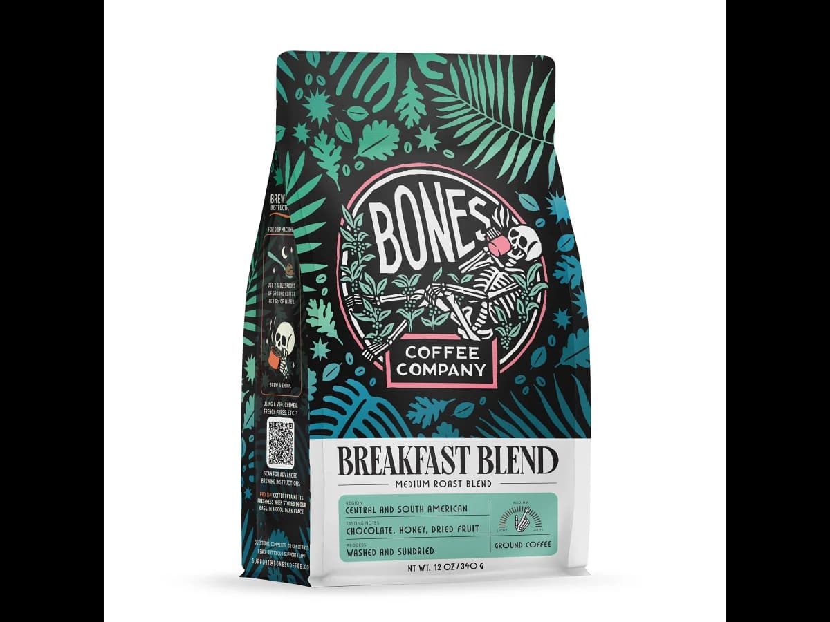 Bones Coffee Company Breakfast Blend bag illustration