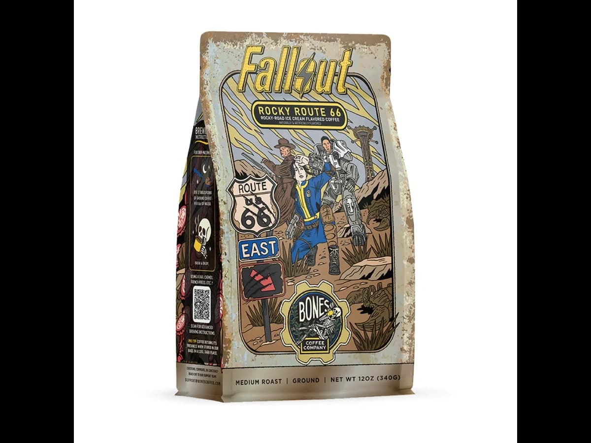 Bones Coffee Company Rocky Route 66 bag illustration