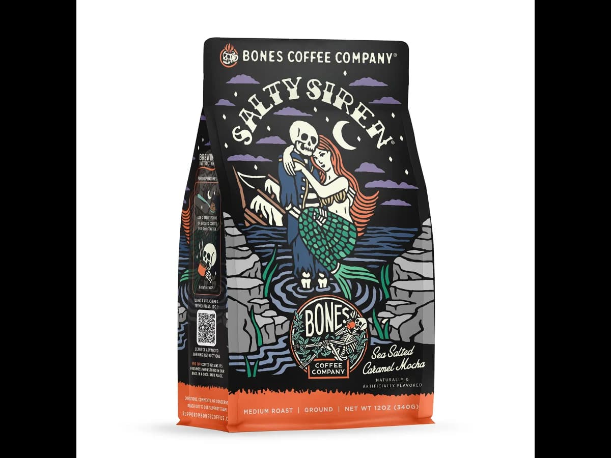Bones Coffee Company Salty Siren bag illustration