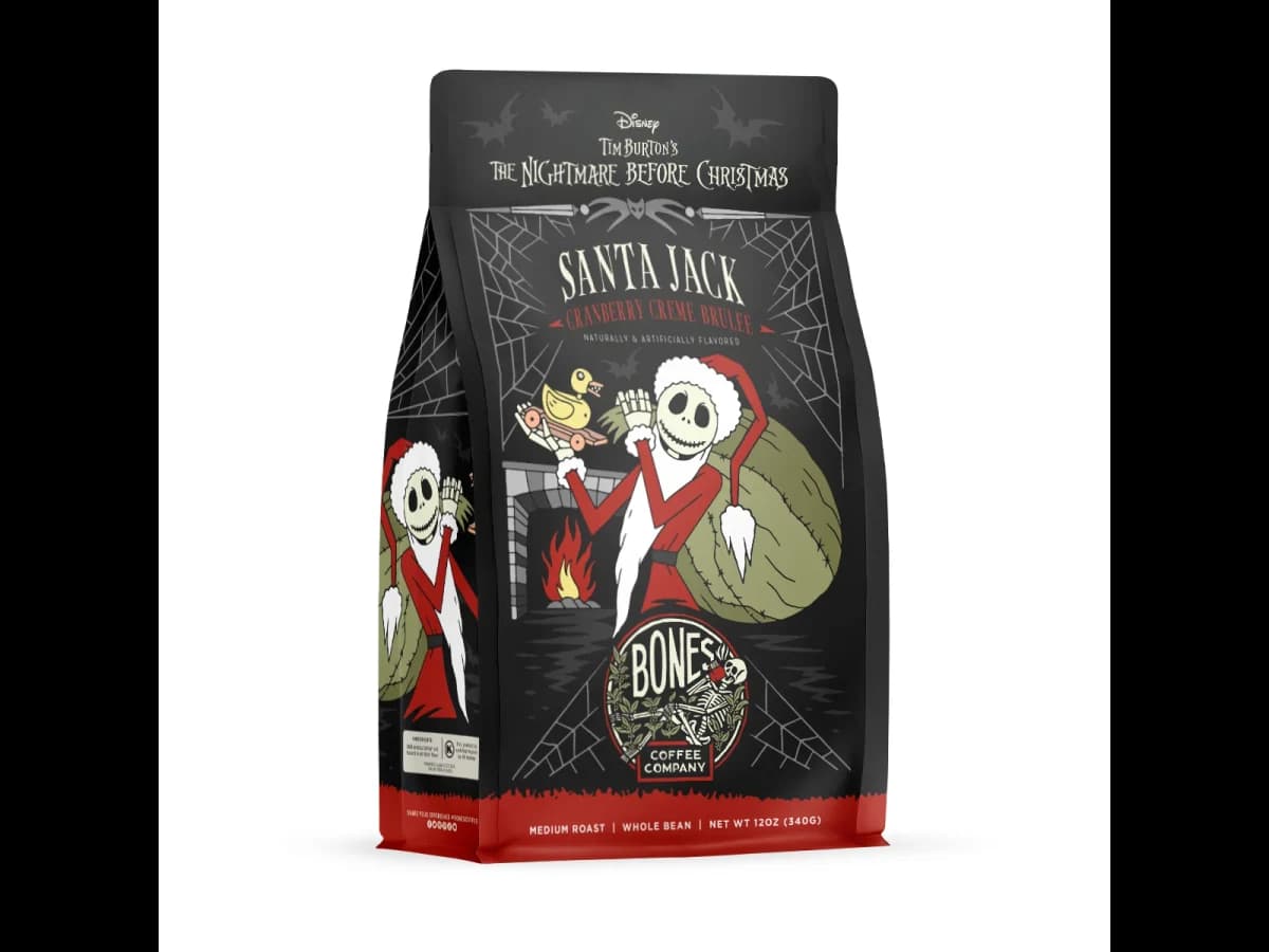 Bones Coffee Company Santa Jack bag illustration