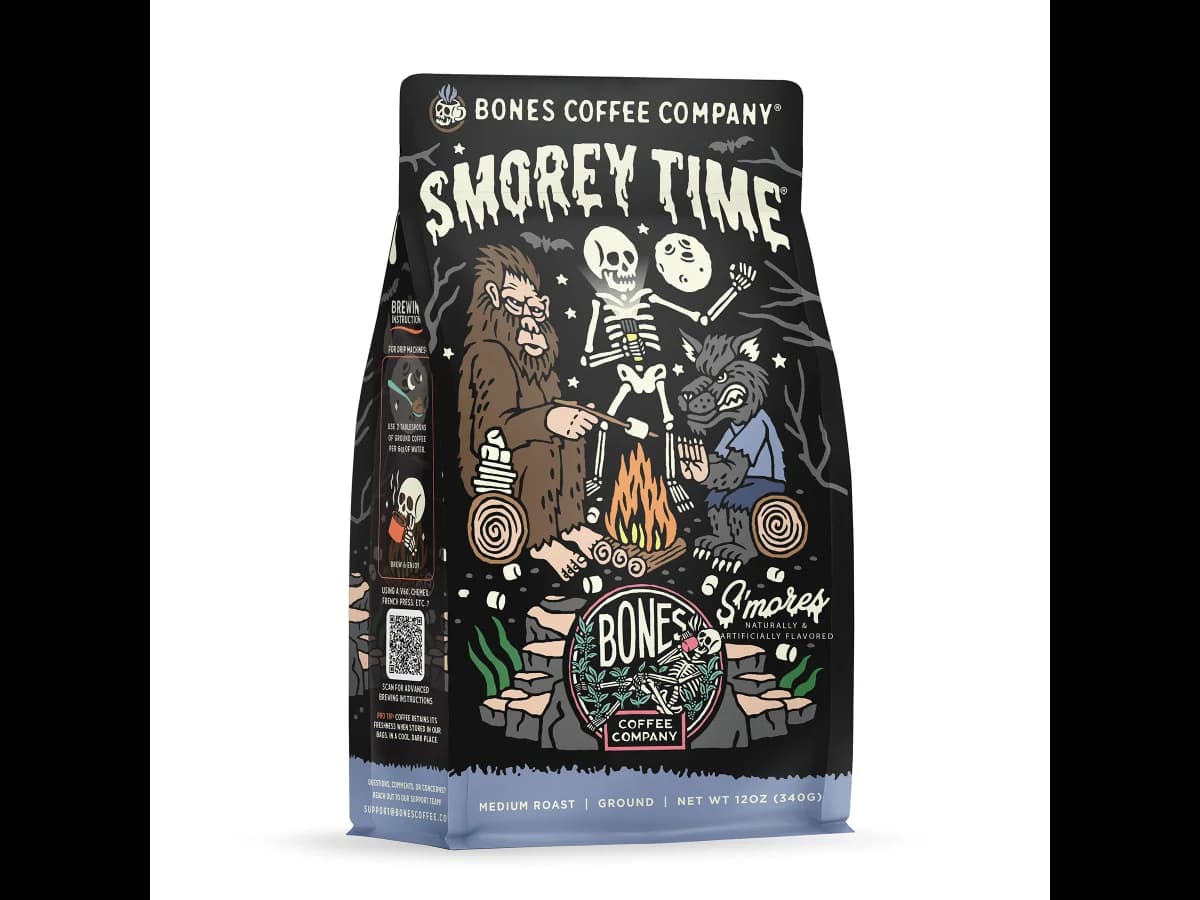 Bones Coffee Company S'morey Time bag illustration