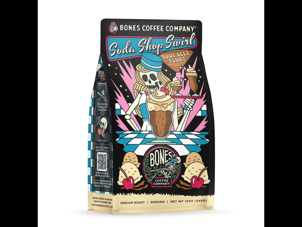 Bones Coffee Company Soda Shop Swirl coffee bag