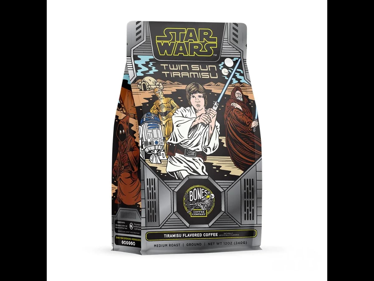 Bones Coffee Company Twin Sun Tiramisu bag illustration