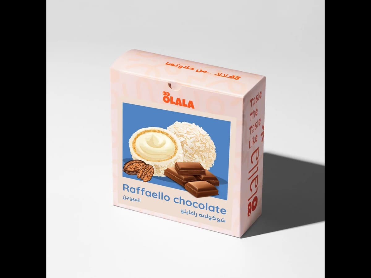 ÖLALA Coffee Roastery Raffaello Chocolate bag illustration
