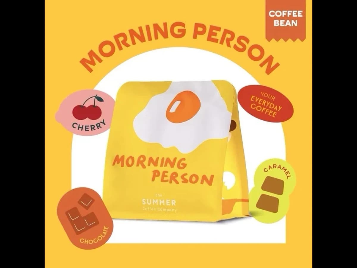 The Summer Coffee Company Morning Person bag illustration