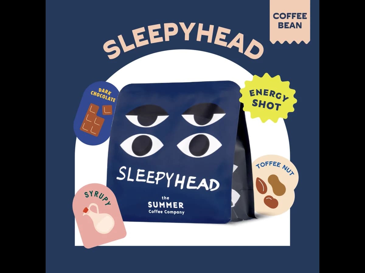 The Summer Coffee Company Sleepy Head bag illustration