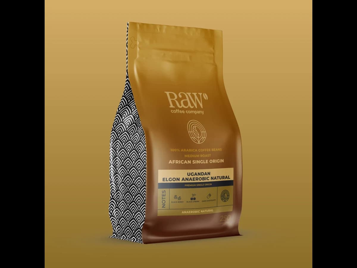 RAW Coffee Company Ugandan Elgon Anaerobic Natural Coffee bag illustration