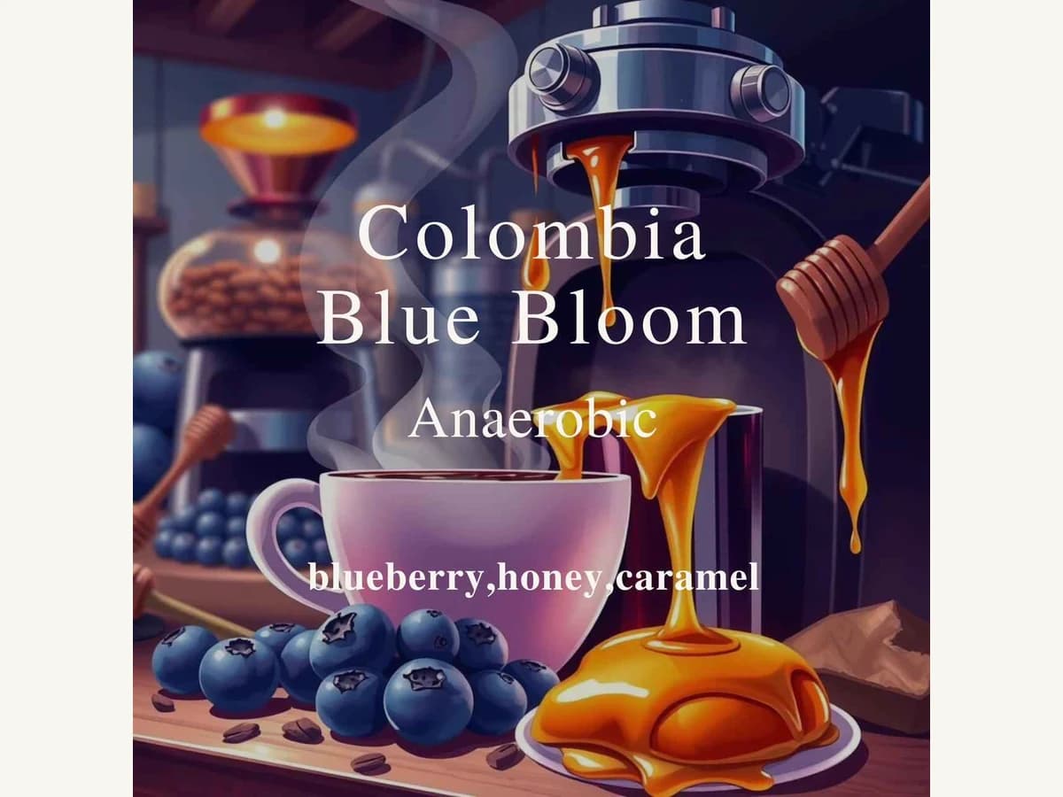 ALEZ Coffee Roaster Colombia Blue Bloom bag illustration