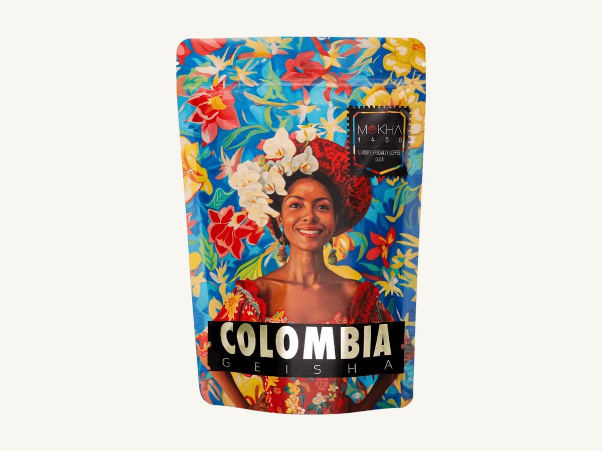 Mokha 1450 Colombia Geisha bag illustration