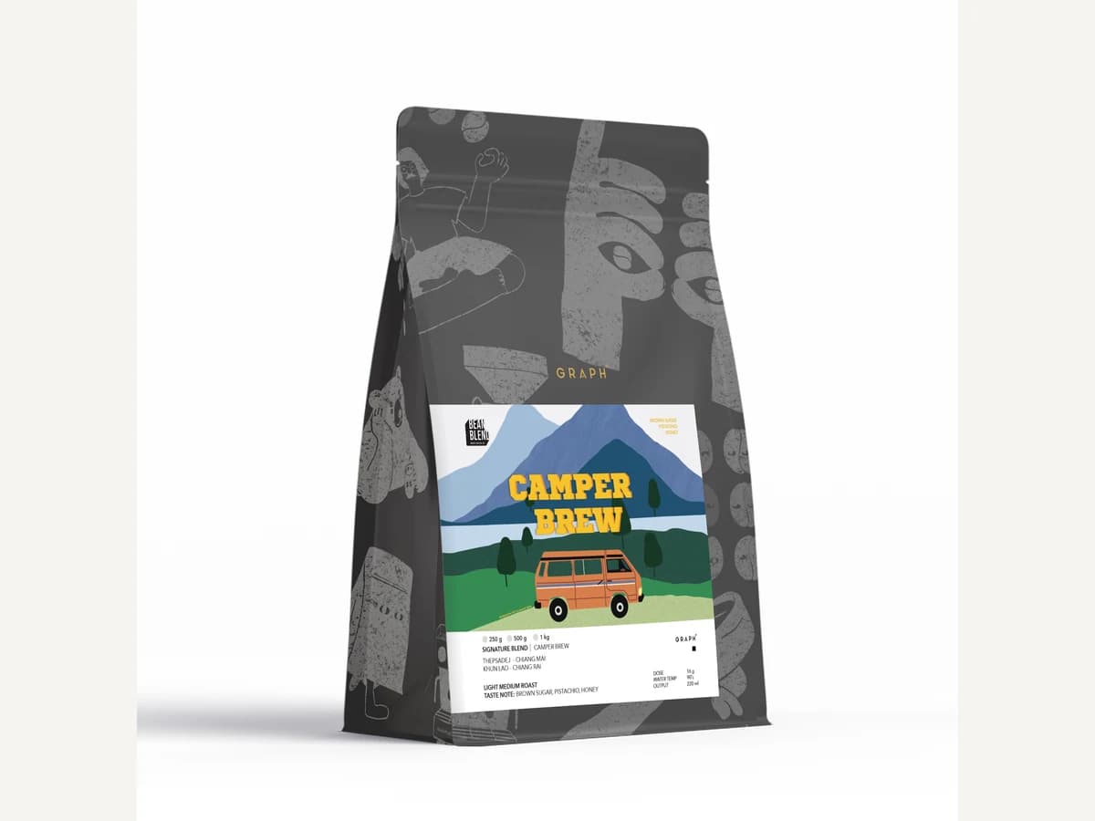 Graph Coffee Co. Camper Brew bag illustration