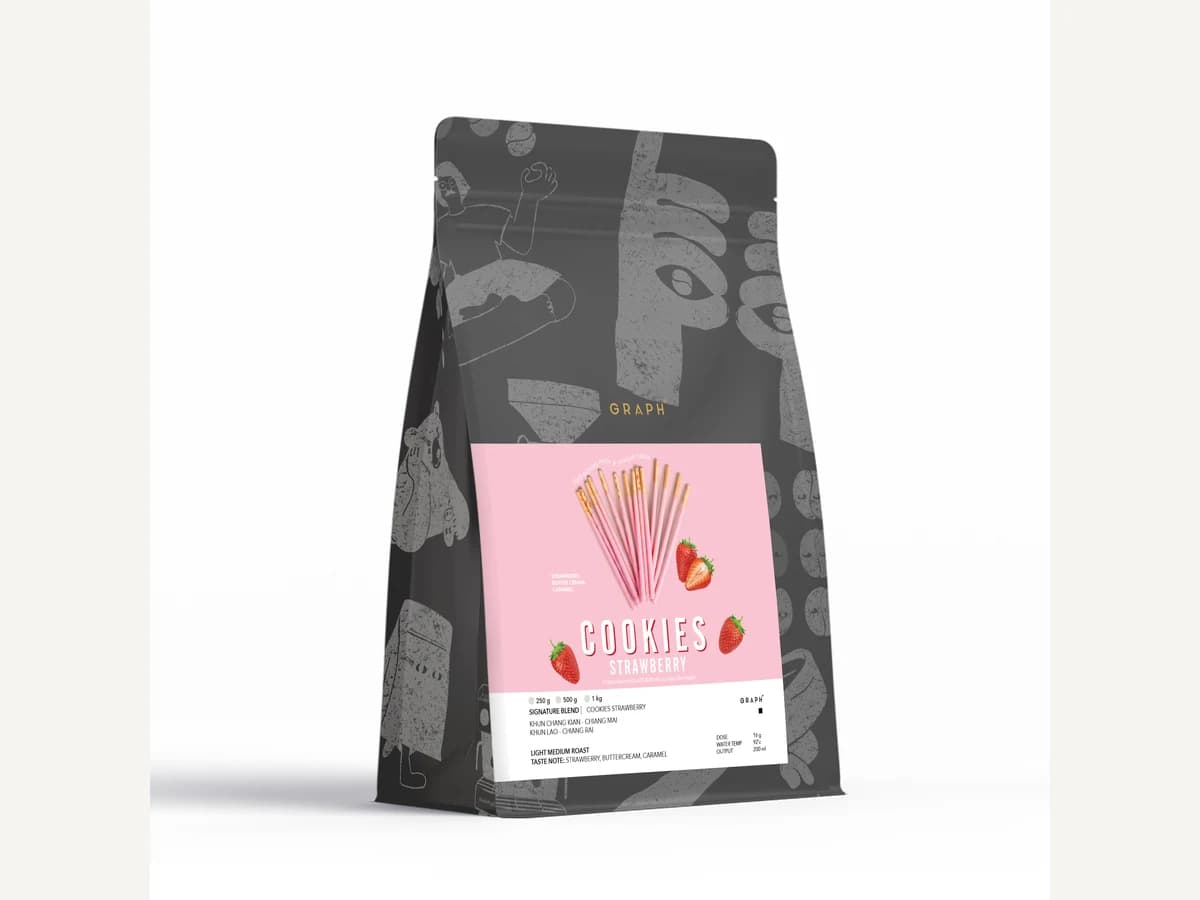 Graph Coffee Co. Cookies Strawberry bag illustration