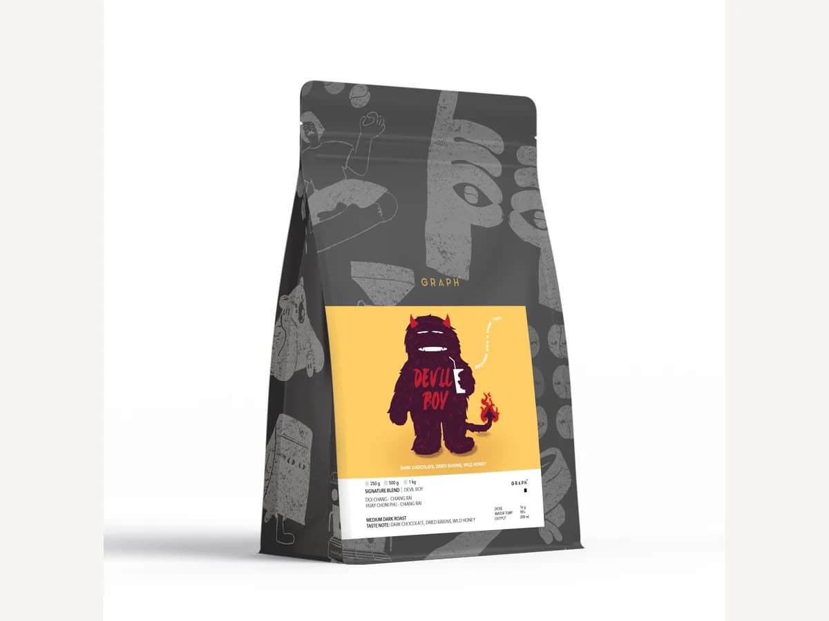 Graph Coffee Co. Devil Boy bag illustration