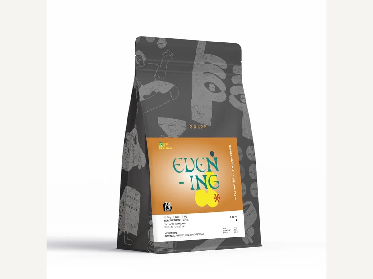 Graph Coffee Co. Evening bag illustration
