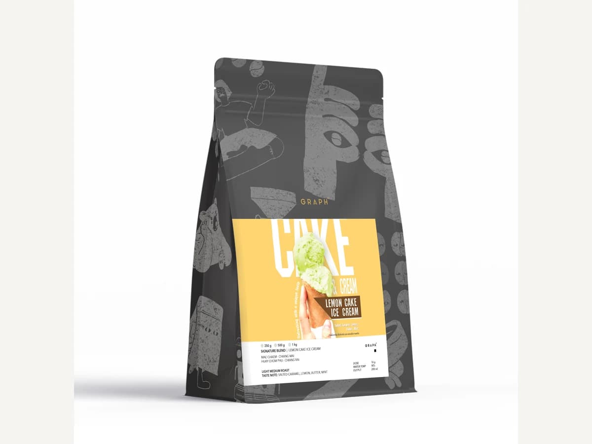 Graph Coffee Co. Lemon Cake Ice Cream bag illustration