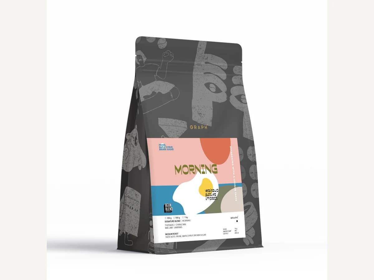 Graph Coffee Co. Morning bag illustration