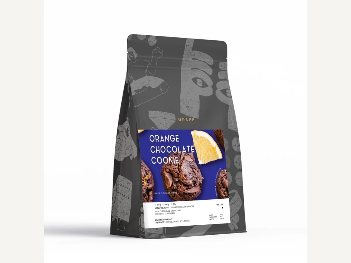 Graph Coffee Co. Orange Chocolate Cookie bag illustration