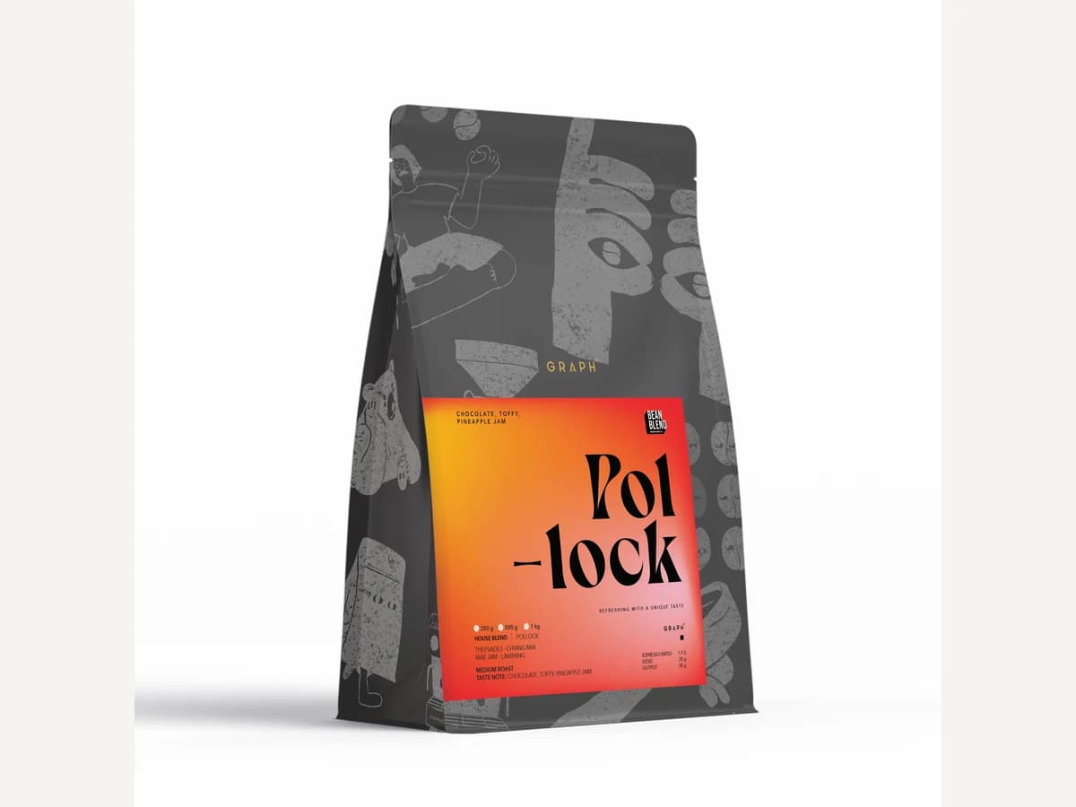 Graph Coffee Co. Pollock bag illustration