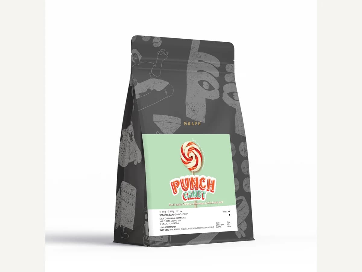 Graph Coffee Co. Punch Candy bag illustration
