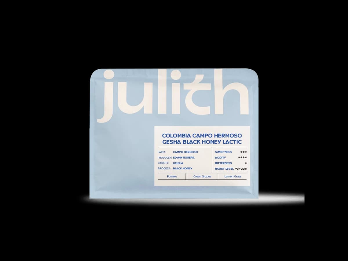 Julith Coffee & Roastery Colombia Campo Hermoso Geisha Black Honey Lactic bag illustration