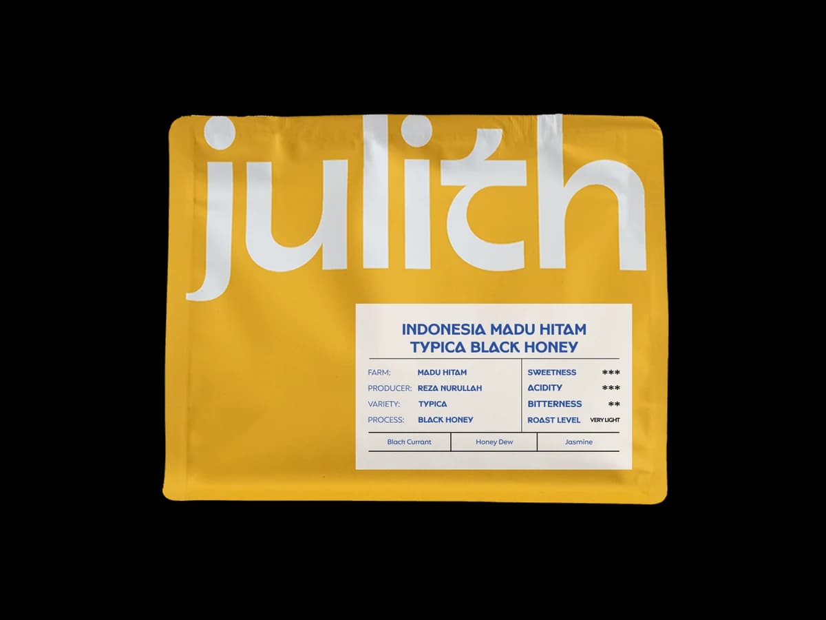 Julith Coffee & Roastery Indonesia Madu Hitam Typica Black Honey bag illustration