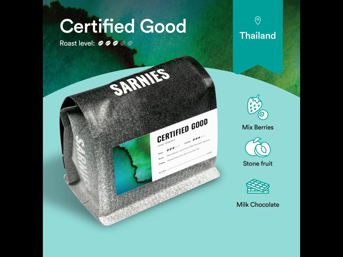 Sarnies Certified Good bag illustration