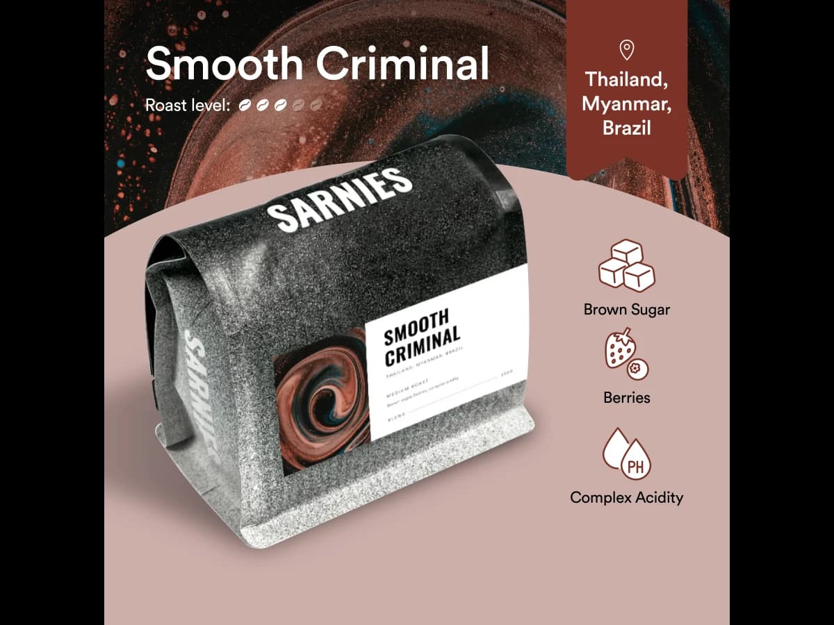 Sarnies Smooth Criminal bag illustration
