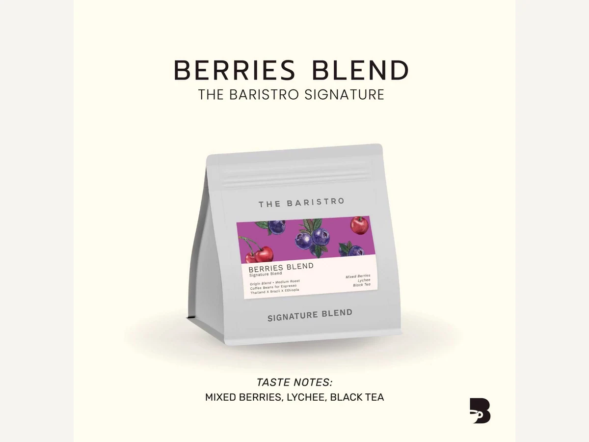 The Baristro Berries Blend bag illustration