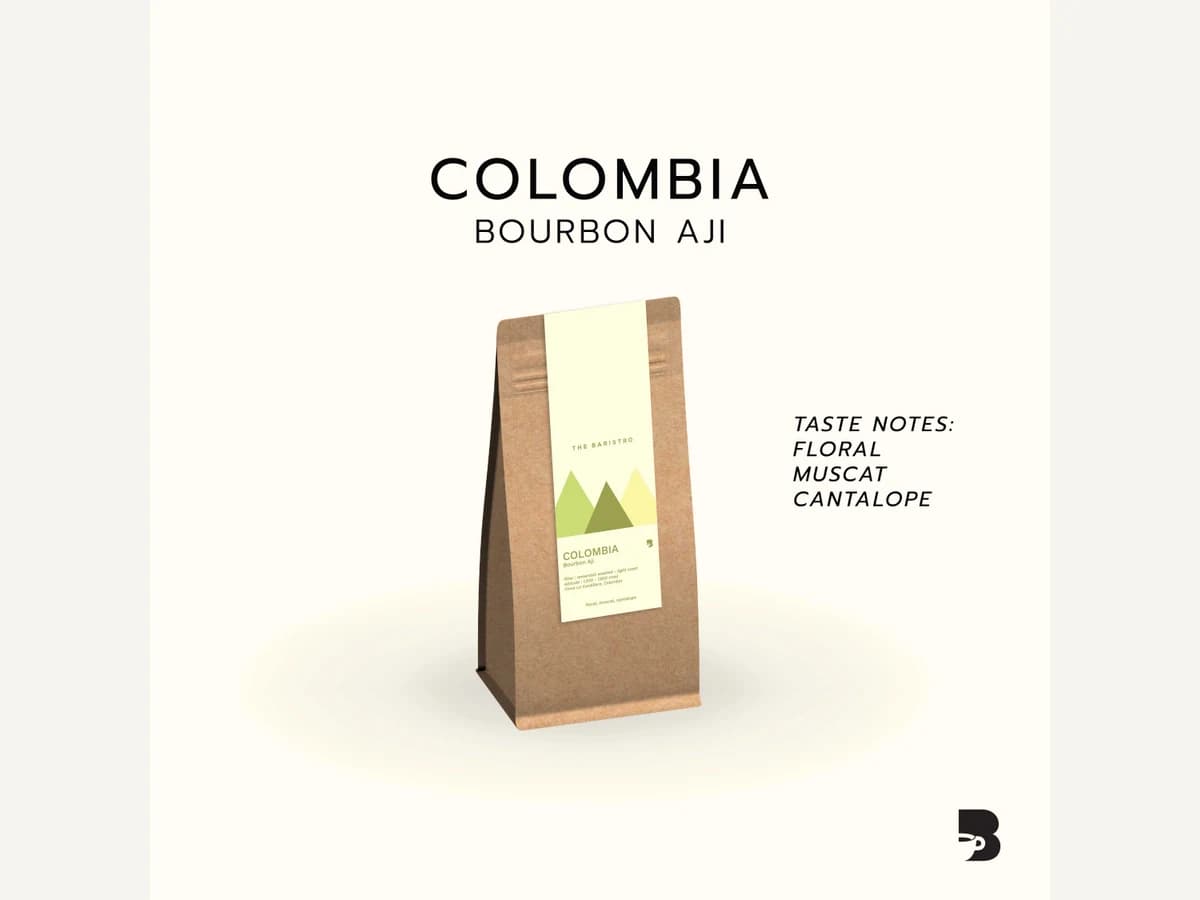 The Baristro Colombia Bourbon Aji bag illustration