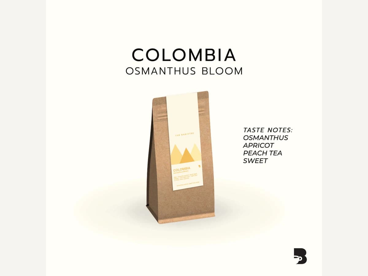 The Baristro Colombia Osmanthus Bloom bag illustration