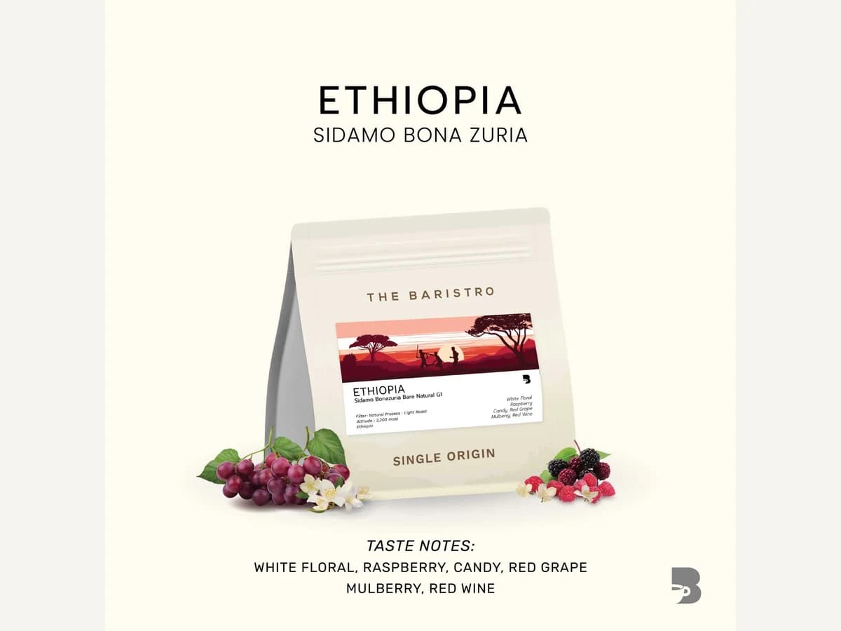 The Baristro Ethiopia Sidamo Bona Zuria bag illustration