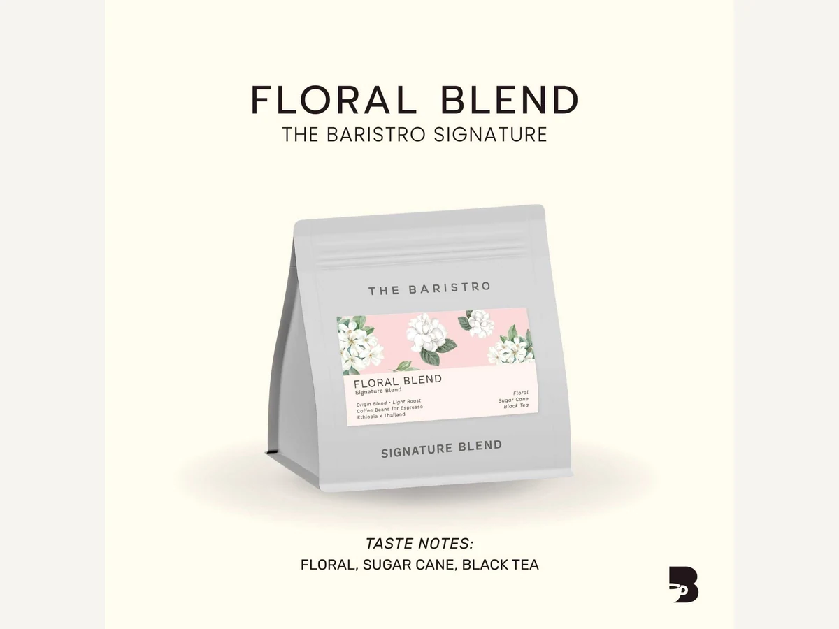 The Baristro Floral Blend bag illustration