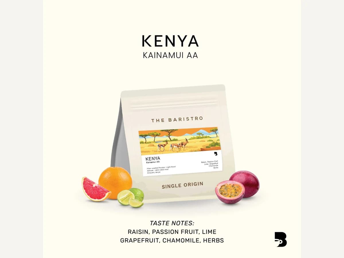 The Baristro Kenya Kainamui AA bag illustration