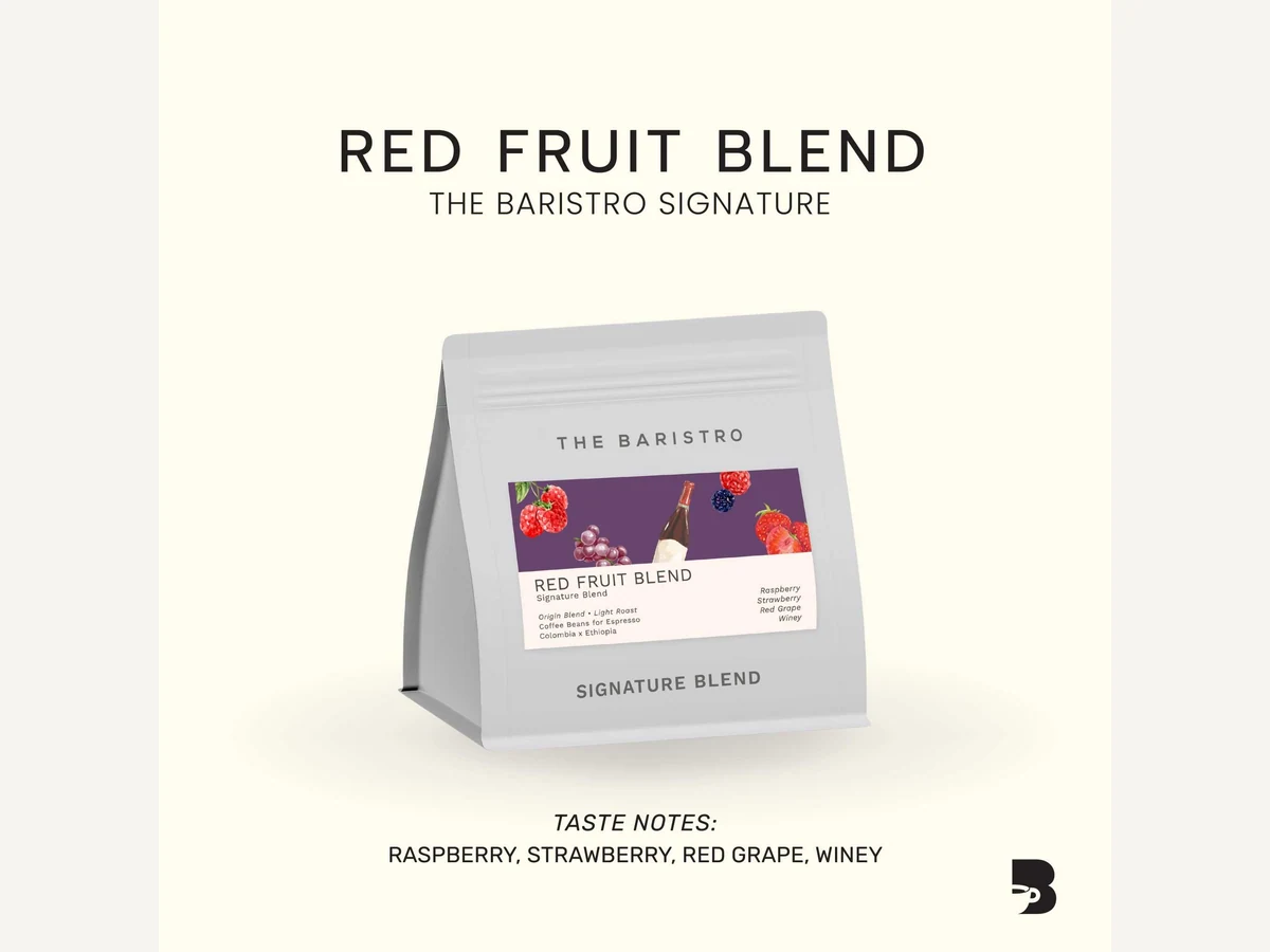 The Baristro Red Fruit Blend bag illustration