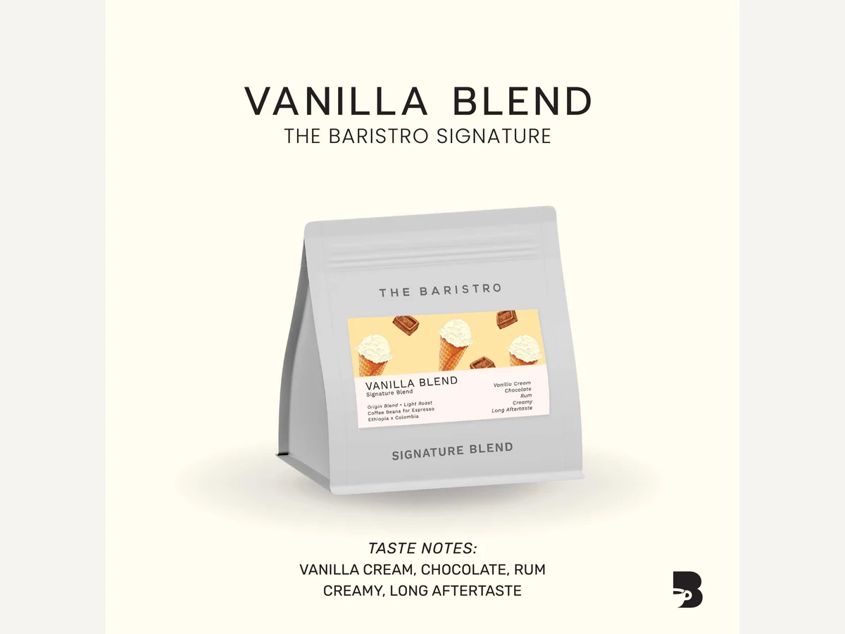 The Baristro Vanilla Blend bag illustration