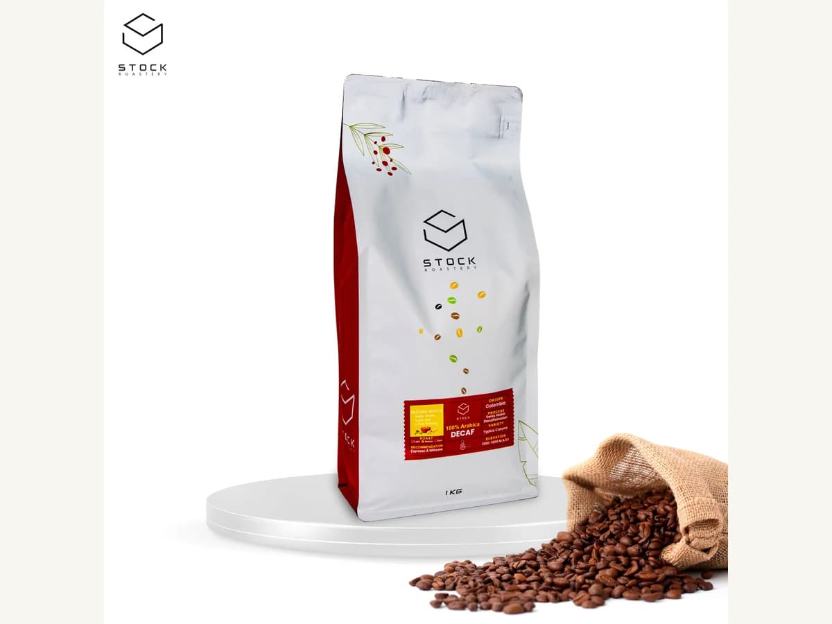 Stock Coffee Roaster Colombia Decaf bag illustration