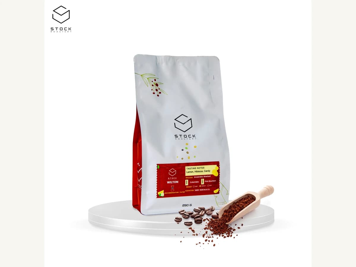 Stock Coffee Roaster Colombia Wilton bag illustration