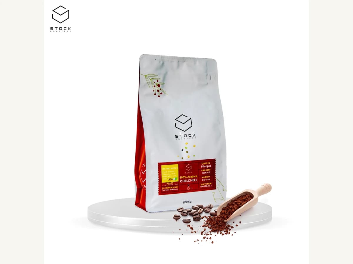 Stock Coffee Roaster Ethiopia Chelchele bag illustration