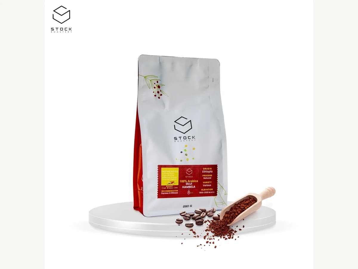 Stock Coffee Roaster Ethiopia Guji Hambela bag illustration