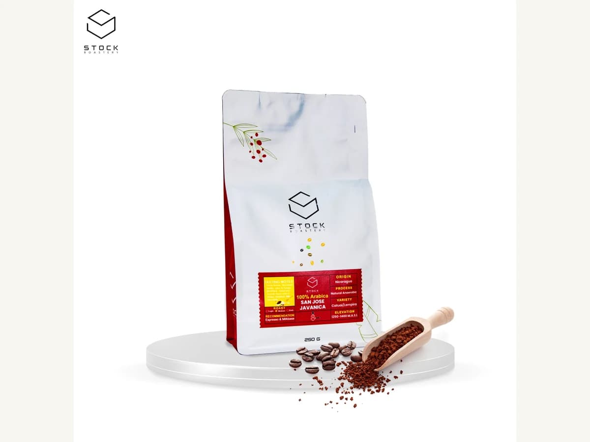 Stock Coffee Roaster Nicaragua San Jose Javcanica bag illustration